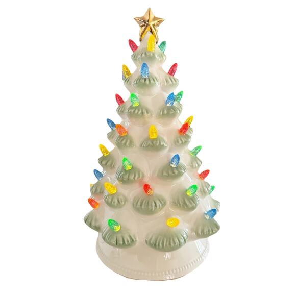 LENOX Holiday Christmas Treasure Traditions Lighted Tree White 11.5" - Picture 1 of 5